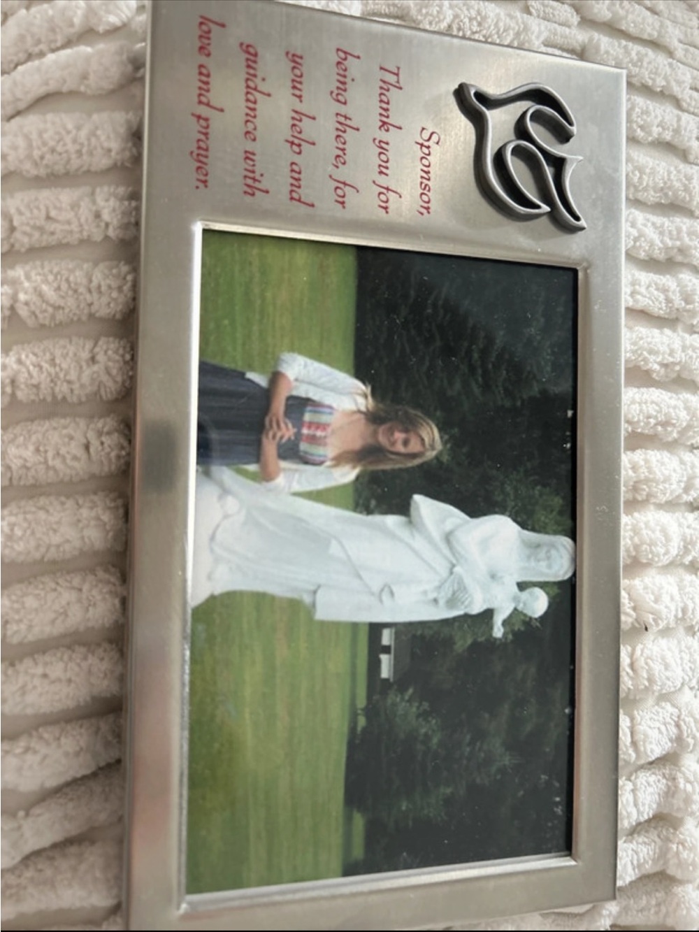 Silver Religious Photo Frame with Dove Accent - Unbranded